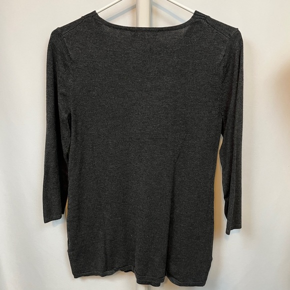 Grey Long Sleeve V-Neck Sweater With Zipper Small - Picture 5 of 7